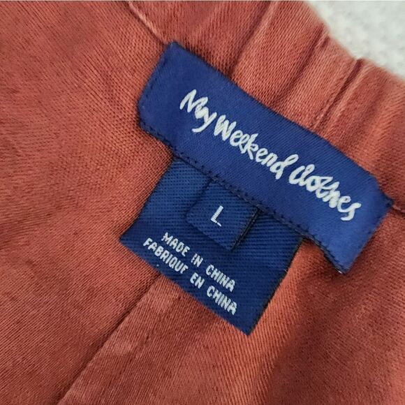 My Weekend Clothes Linen Wide Leg Pants with Relaxed Fit Orange Rust - Picture 8 of 12